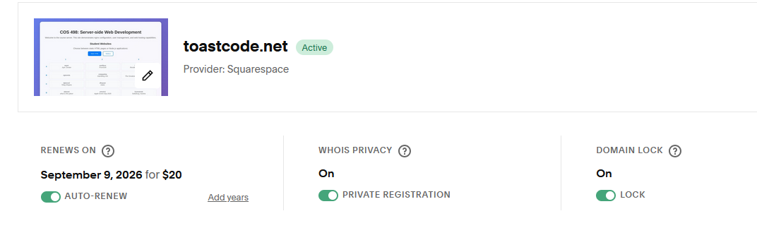 Domain privacy option