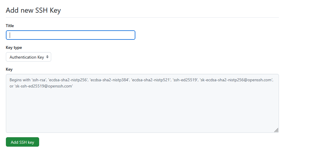 New SSH Key Form