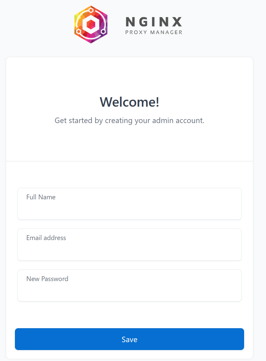 Creating admin account