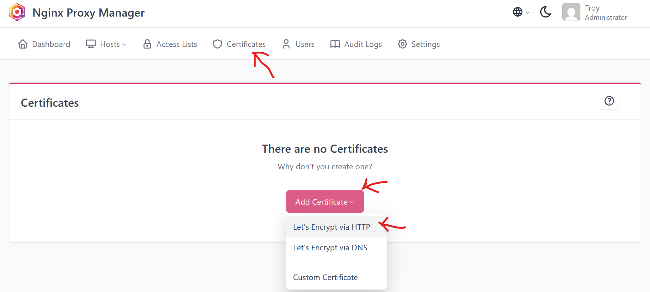 Adding SSL certificate